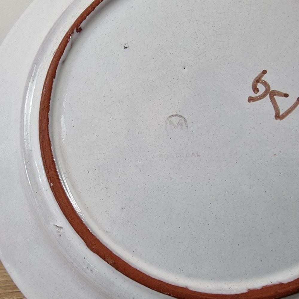 Portuguese Terracotta Plate Hand Painted Fruit Farmhouse Cottagecore Blue Orange - Picture 6 of 6